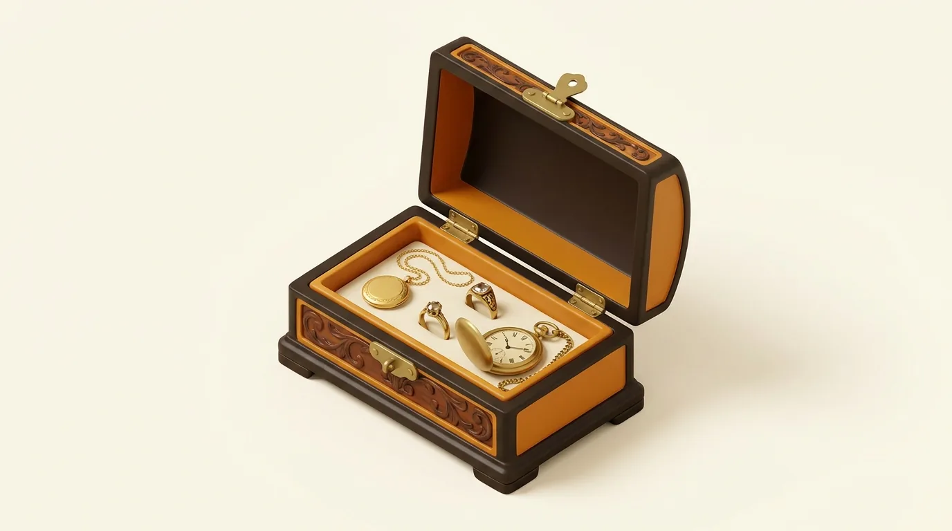Coffret ancien de bijoux de famille en héritage
