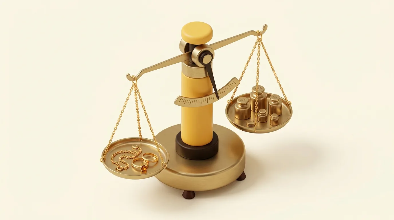 Pesée de bijoux en or sur une balance de bijoutier certifiée